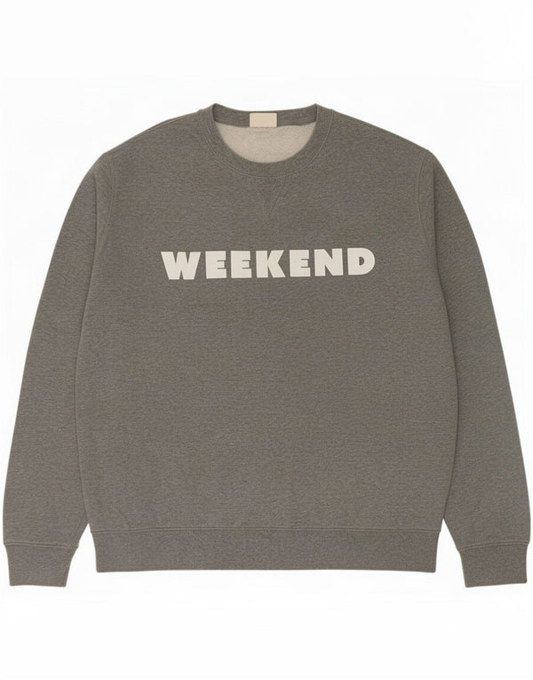 Marks & Spencer Mens Graphic Sweatshirt Jumper 2XL Grey Flecked Cotton