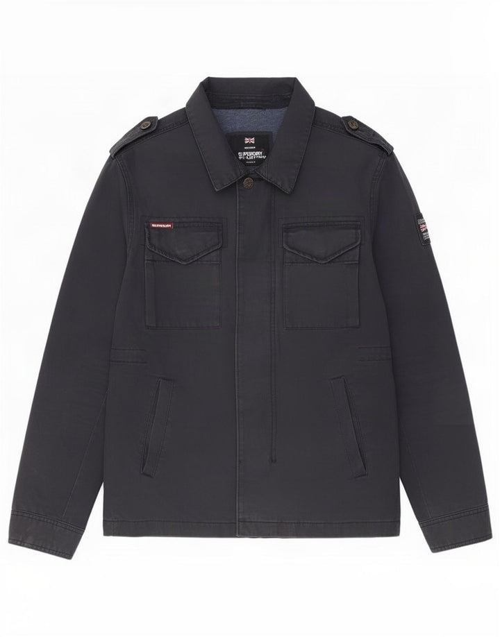 Jachetă militară pentru bărbați Superdry UK 38, bumbac mediu negru