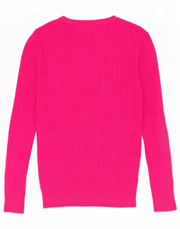 Crew Clothing Pulover pentru femei cu decolteu în V UK 12 Bumbac roz mediu