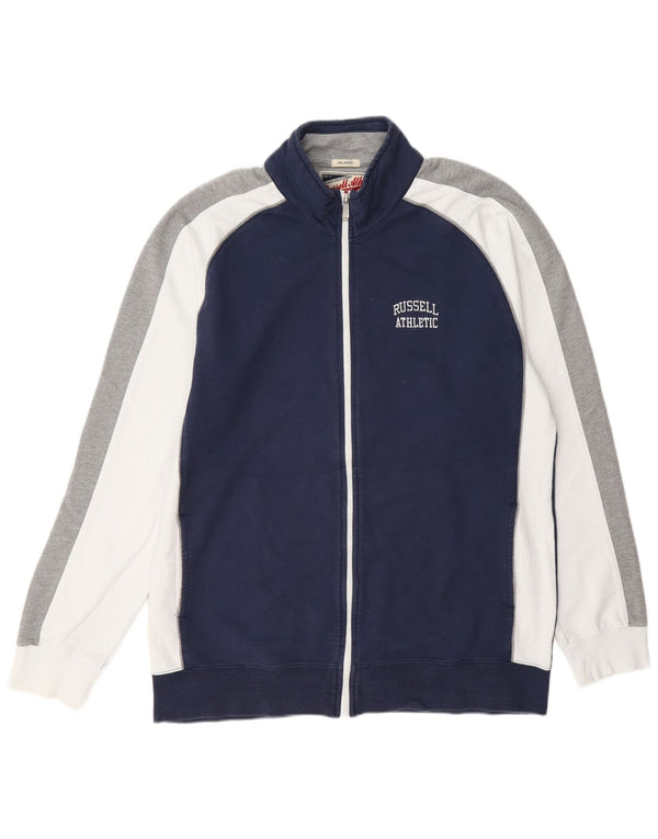 Jachetă de trening pentru bărbați Russell Athletic 2XL, bumbac colorblock, albastru bleumarin