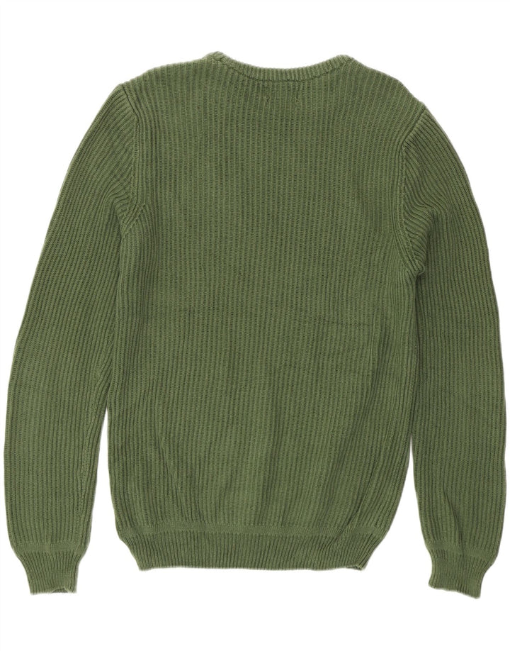 Pulover pentru bărbați Zara, cu gât crew, bumbac verde mediu