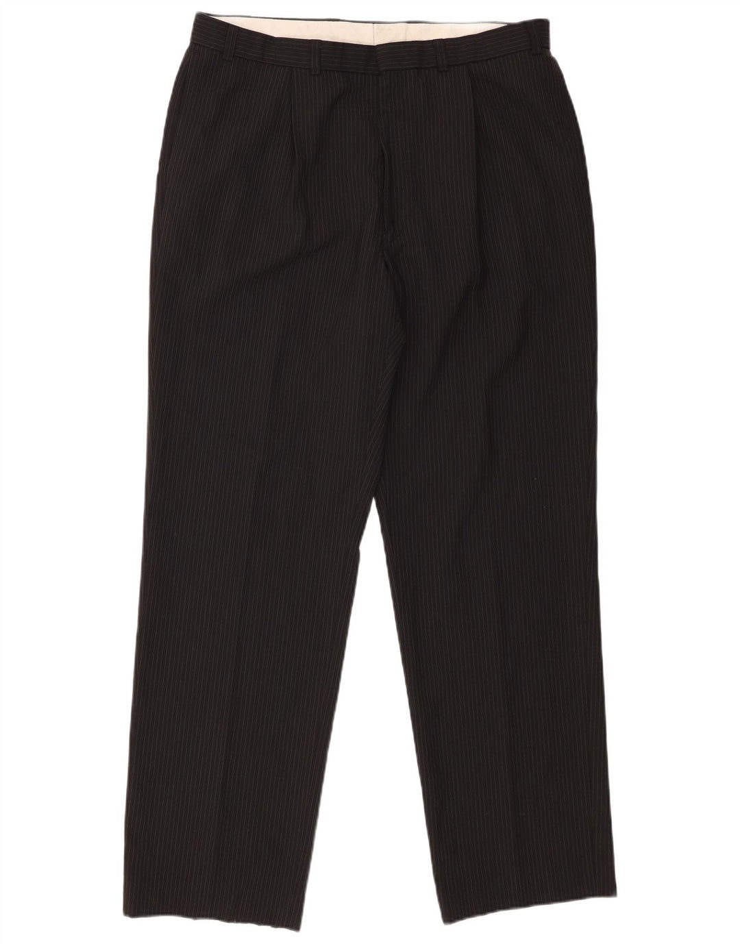 Marks & Spencer Pantaloni de costum bărbătesc cu gheață W36 L33 poliester negru cu dungi