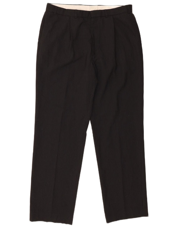 Marks & Spencer Pantaloni de costum bărbătesc cu gheață W36 L33 poliester negru cu dungi