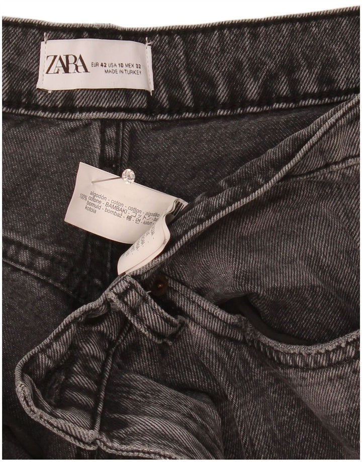 Blugi drepți pentru femei Zara EU 42 Large W32 L30 Grey Check Bumbac