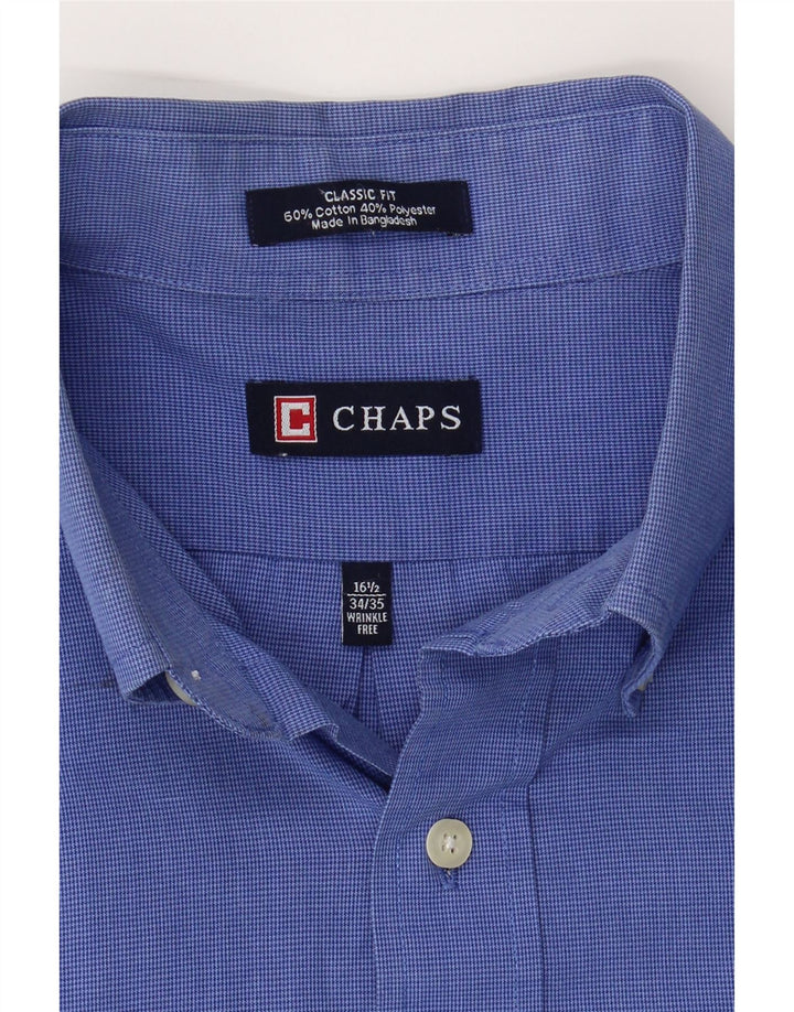 CHAPS Mens Classic Fit Shirt Size 16 1/2 Large Blue Check Cotton Vintage Chaps and Second-Hand Chaps from Messina Hembry 