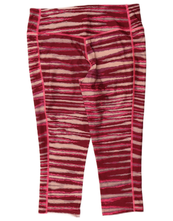 Leggings capri Nike Dri Fit pentru femei UK 14 Lung Burgundy cu dungi