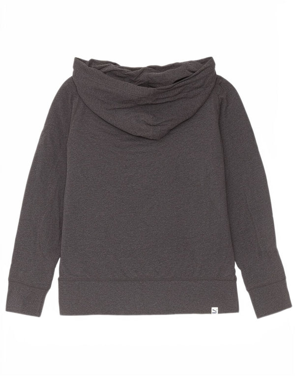 Pulover Puma pentru femei cu gât cu nasturi, bumbac mic, gri