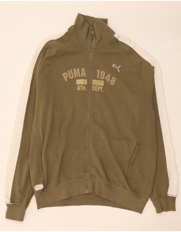 Jachetă de top pentru trening Puma pentru bărbați, 2XL, bumbac color block, kaki