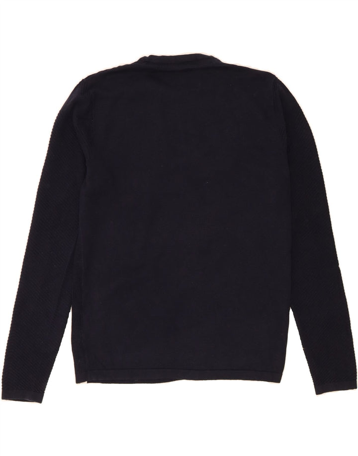JACK & JONES Mens Crew Neck Jumper Sweater Small Navy Blue Cotton Vintage Jack & Jones and Second-Hand Jack & Jones from Messina Hembry 