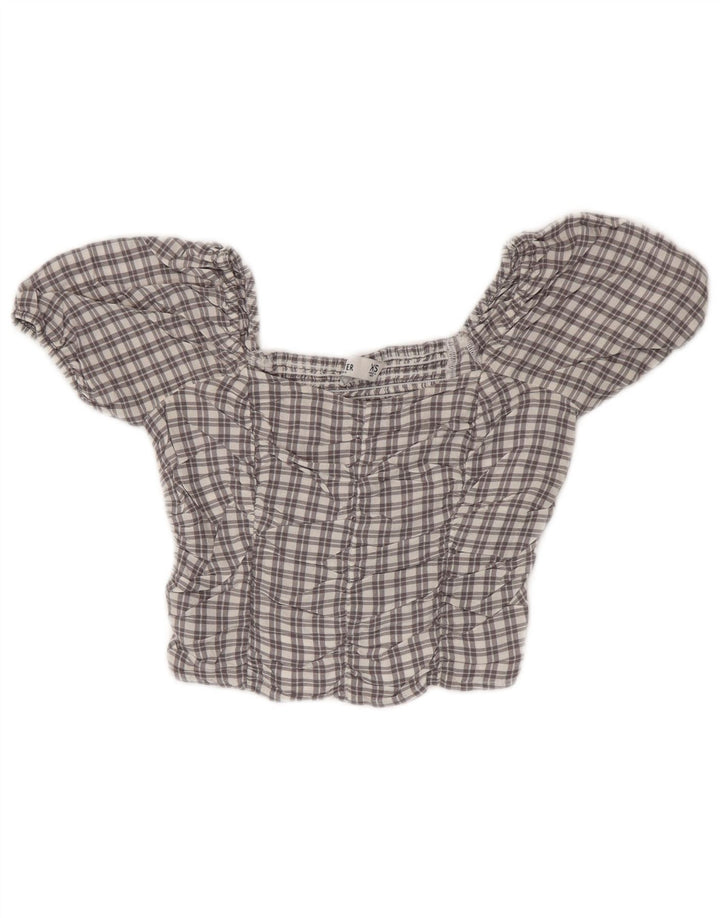 Crop Top pentru femei HOLLISTER UK 4 XS Grey Check Viscose