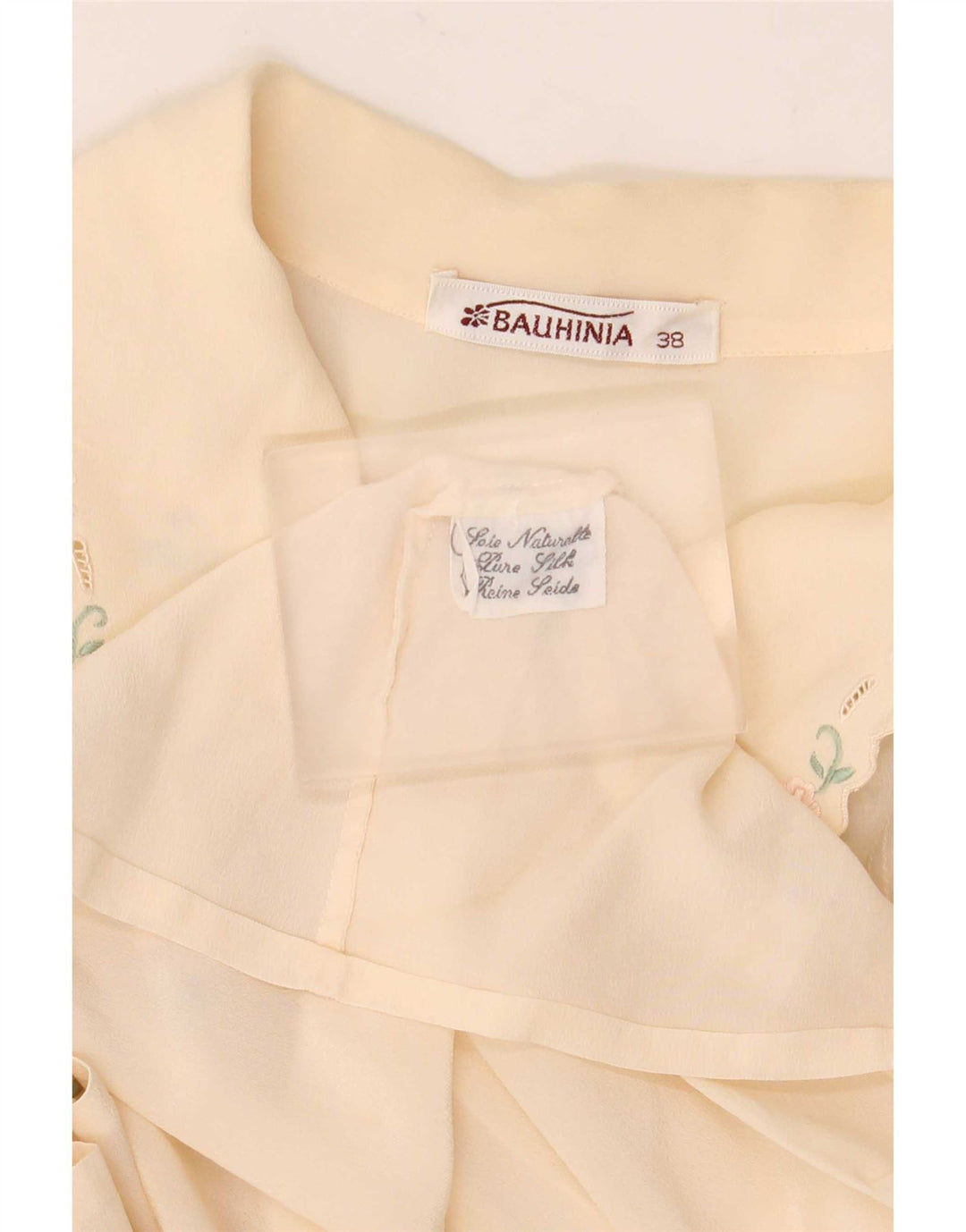 Bluză Vintage Cămașă Femei EU 38 Medium Alb Murat Floral Mătase
