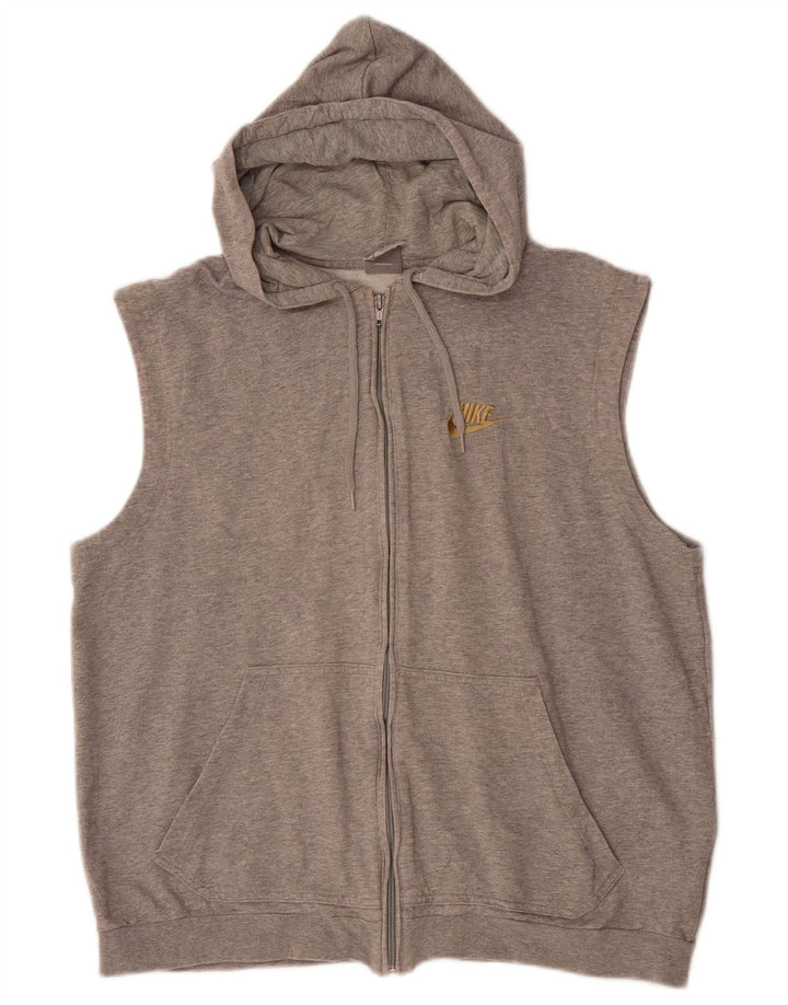 Pulover NIKE pentru bărbați, fără mâneci, cu fermoar, bumbac, gri mediu, UK 39/41