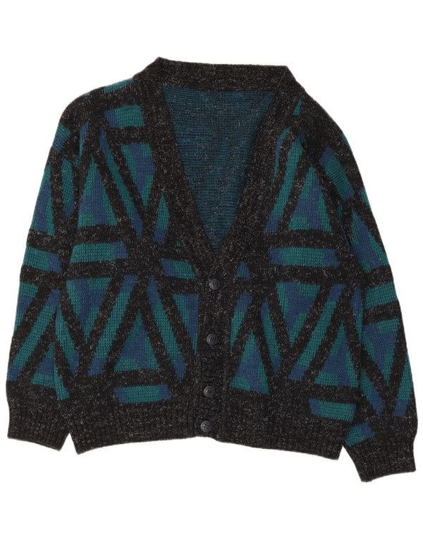 Pulover cardigan pentru femei VINTAGE UK 18 XL verde geometric