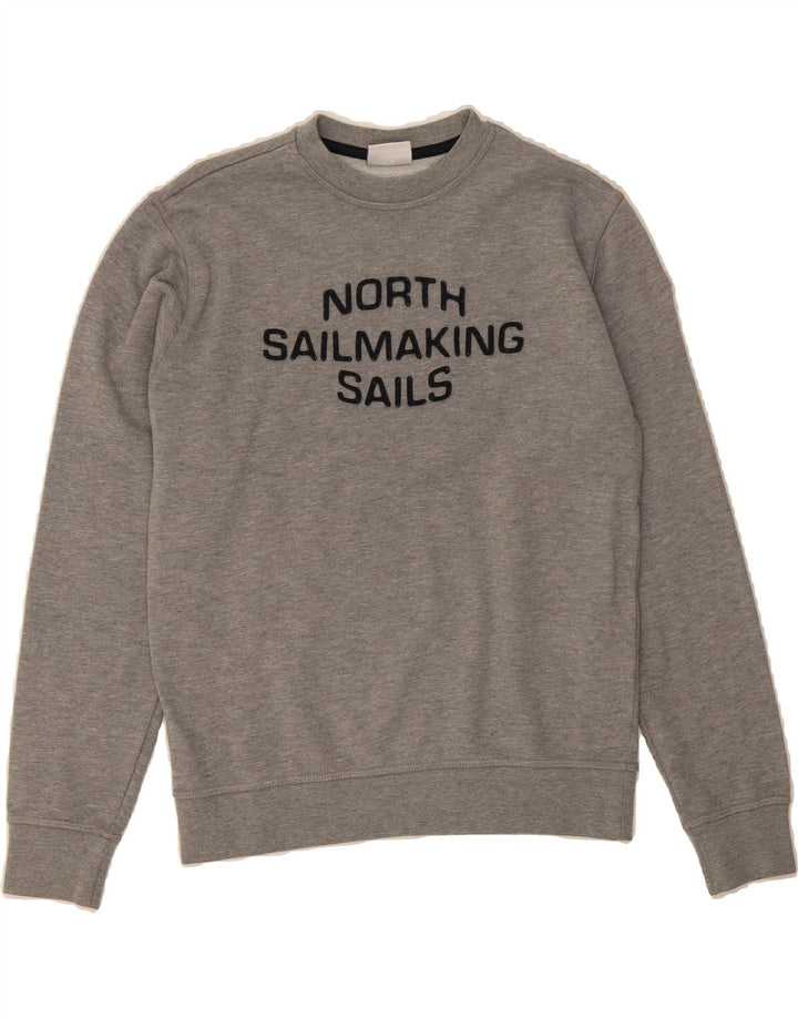 NORTH SAILS Boys Graphic Sweatshirt Jumper 13-14 Years Grey Cotton Vintage North Sails and Second-Hand North Sails from Messina Hembry 