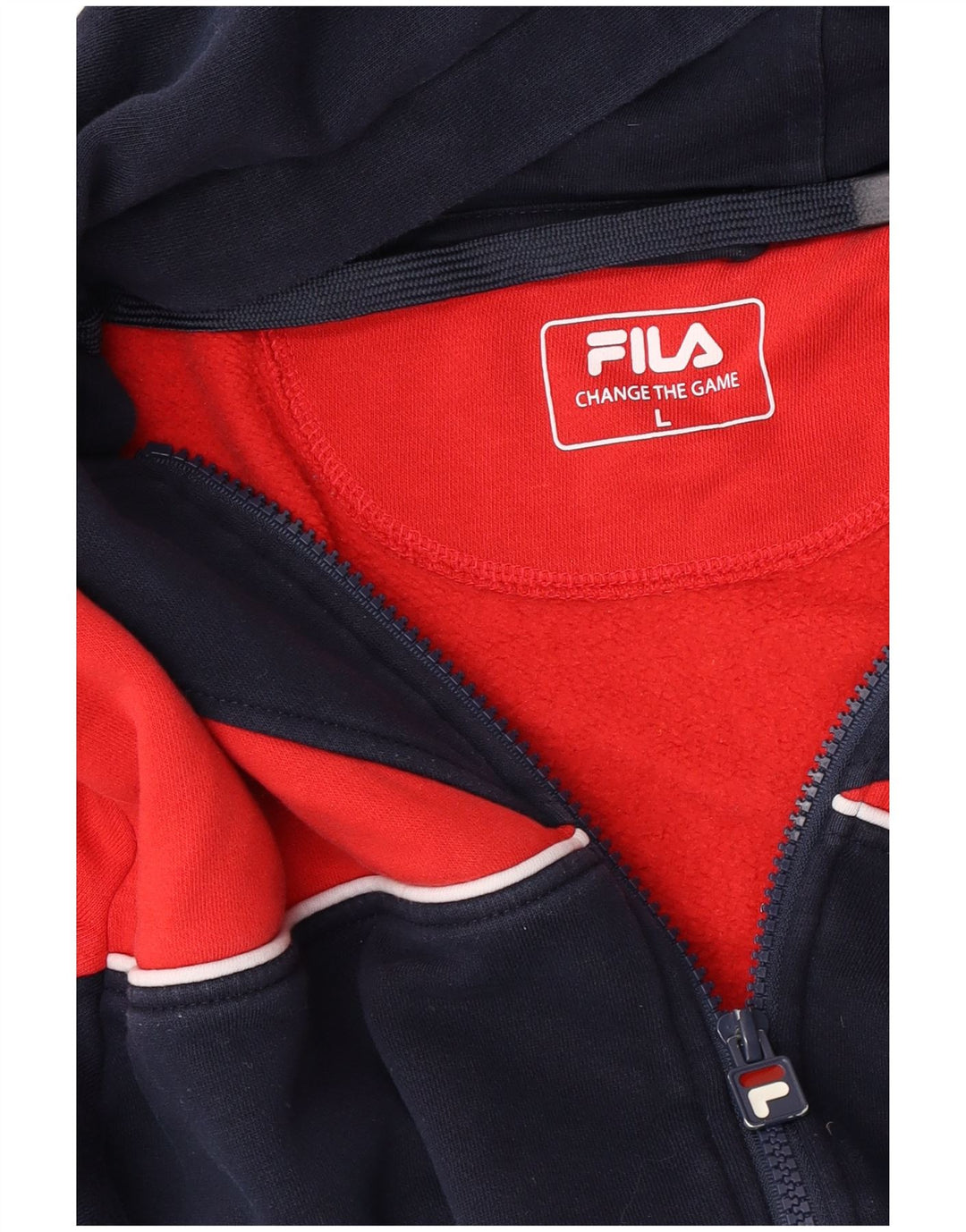 Pulover Fila pentru bărbați, cu fermoar, cu capota mare, albastru bleumarin