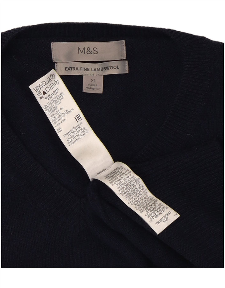 Pulover pentru bărbați Marks & Spencer, cu decolteu în V, XL, lână bleumarin