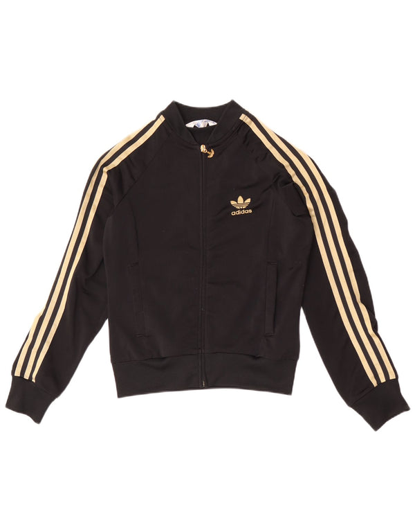 Jachetă de top pentru trening grafic Adidas pentru femei EU 34 XS poliester negru