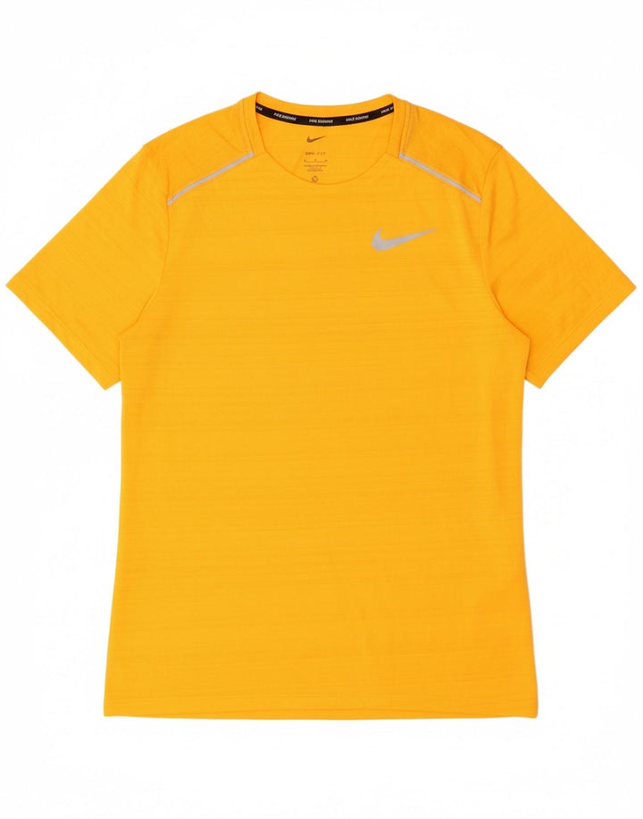 NIKE Mens Dri Fit T-Shirt Top Medium Yellow Polyester