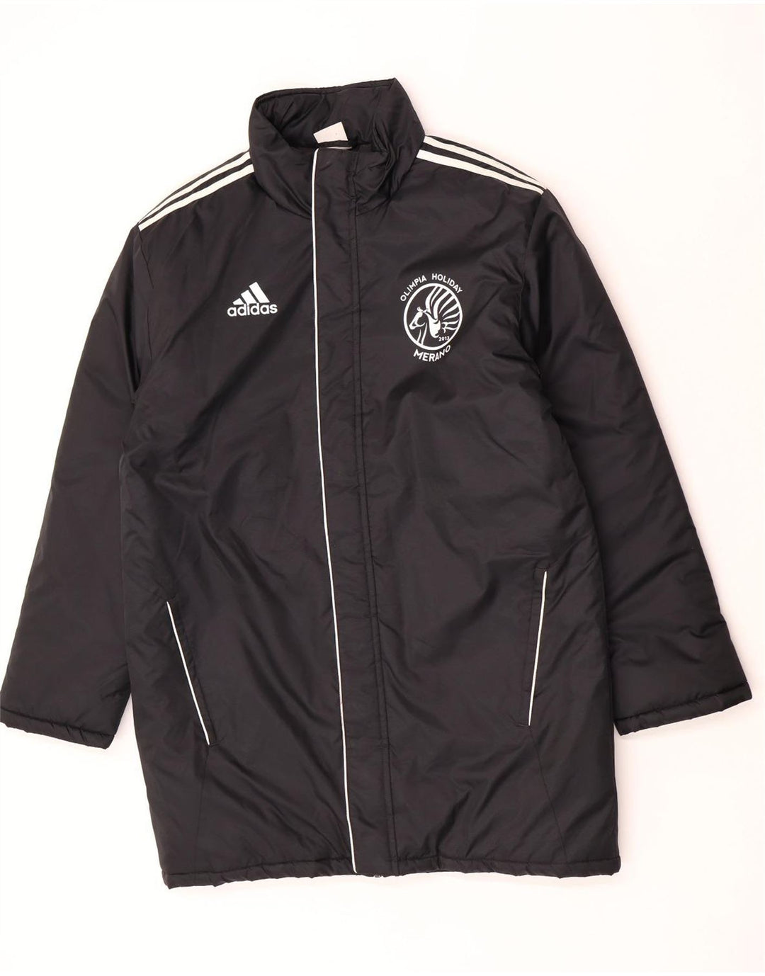 Palton căptușit cu grafică Adidas pentru bărbați Marea Britanie 38/40, nailon mediu negru