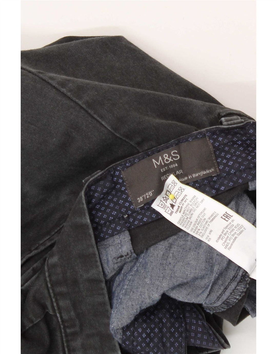 Pantaloni chino pentru bărbați Marks & Spencer, cu ajustare normală, L38 L29, bumbac gri