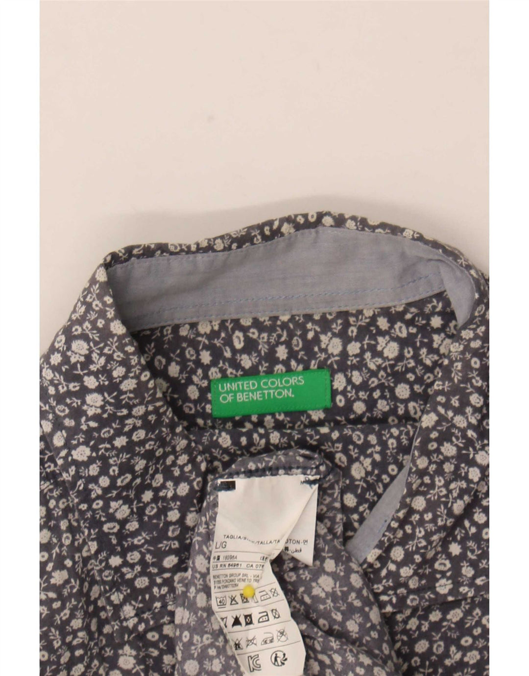 Cămașă Benetton pentru bărbați, mare, albastru, floral, bumbac