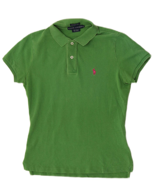 Polo slim pentru femei Ralph Lauren UK 12, bumbac verde mediu