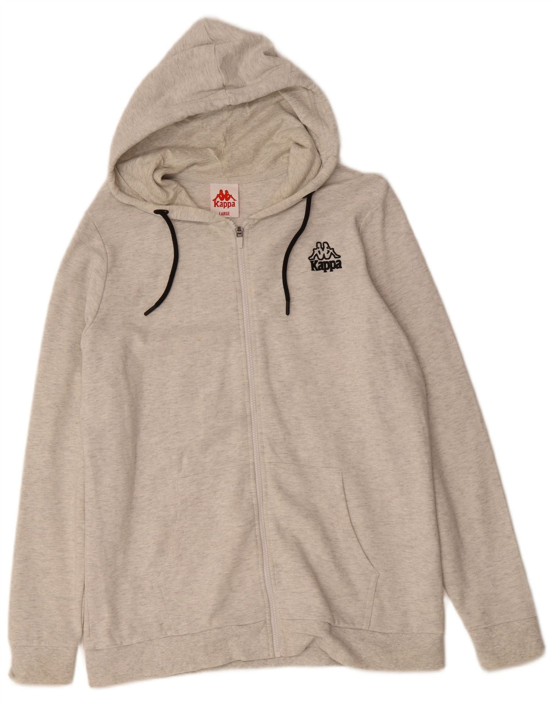 KAPPA Mens Zip Hoodie Sweater Large Grey Cotton