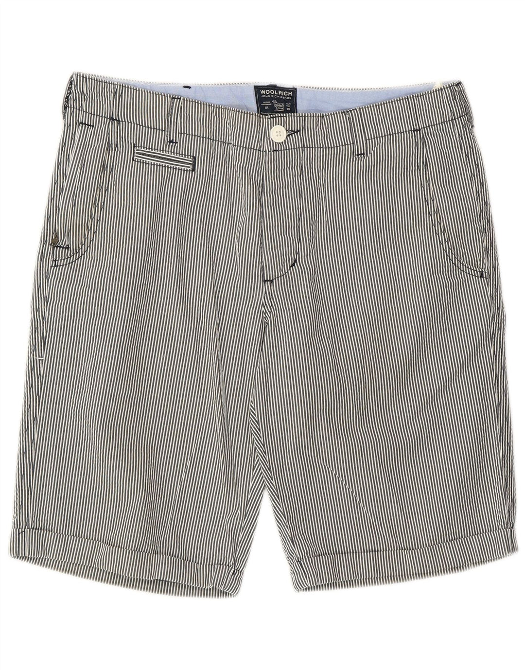 Pantaloni scurți casual pentru bărbați Woolrich W32, bumbac cu dungi gri medii