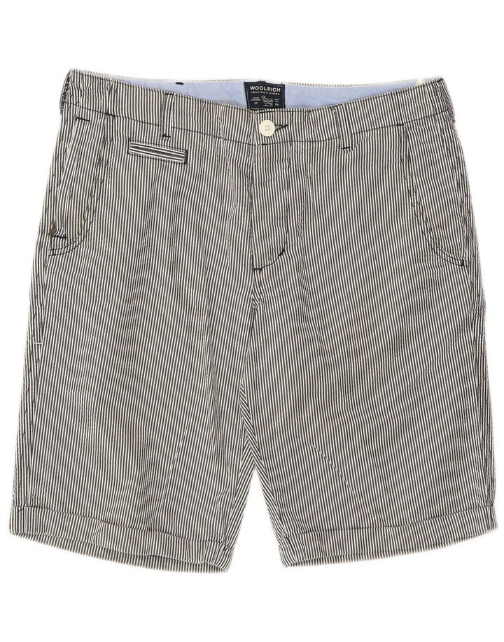 Pantaloni scurți casual pentru bărbați Woolrich W32, bumbac cu dungi gri medii