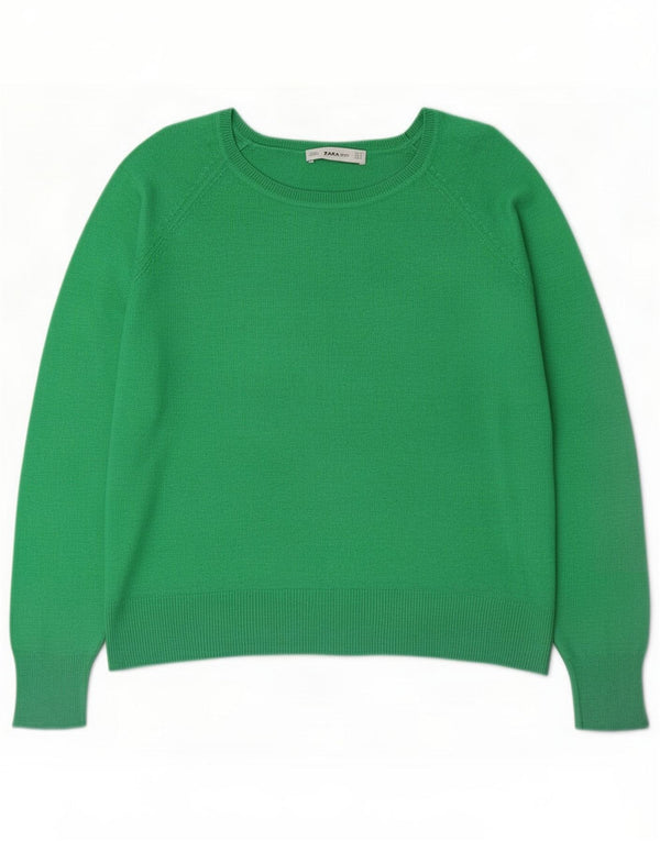 Zara Pulover cu gât de barcă pentru femei UK 14 Medium Green Viscose