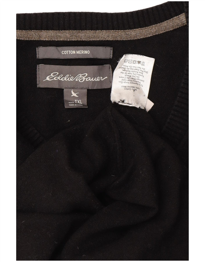 Pulover cu decolteu în V pentru bărbați Eddie Bauer, bumbac negru XL