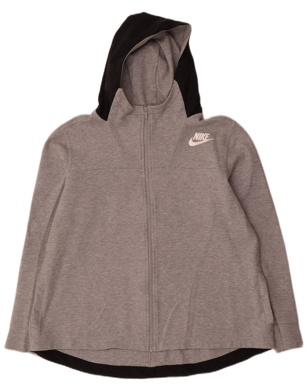 Pulover Nike pentru bărbați, cu fermoar, bumbac color bloc, gri mare