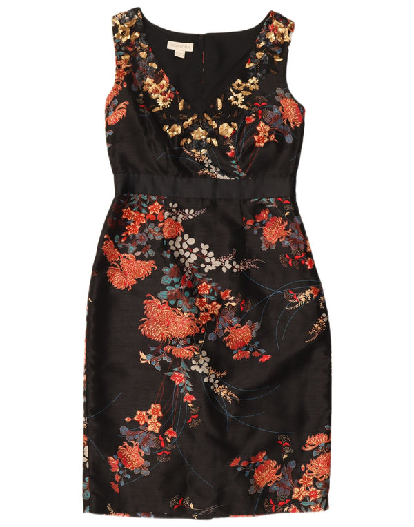 Rochie pentru femei Monsoon, fără mâneci, din poliester floral, negru, UK 8
