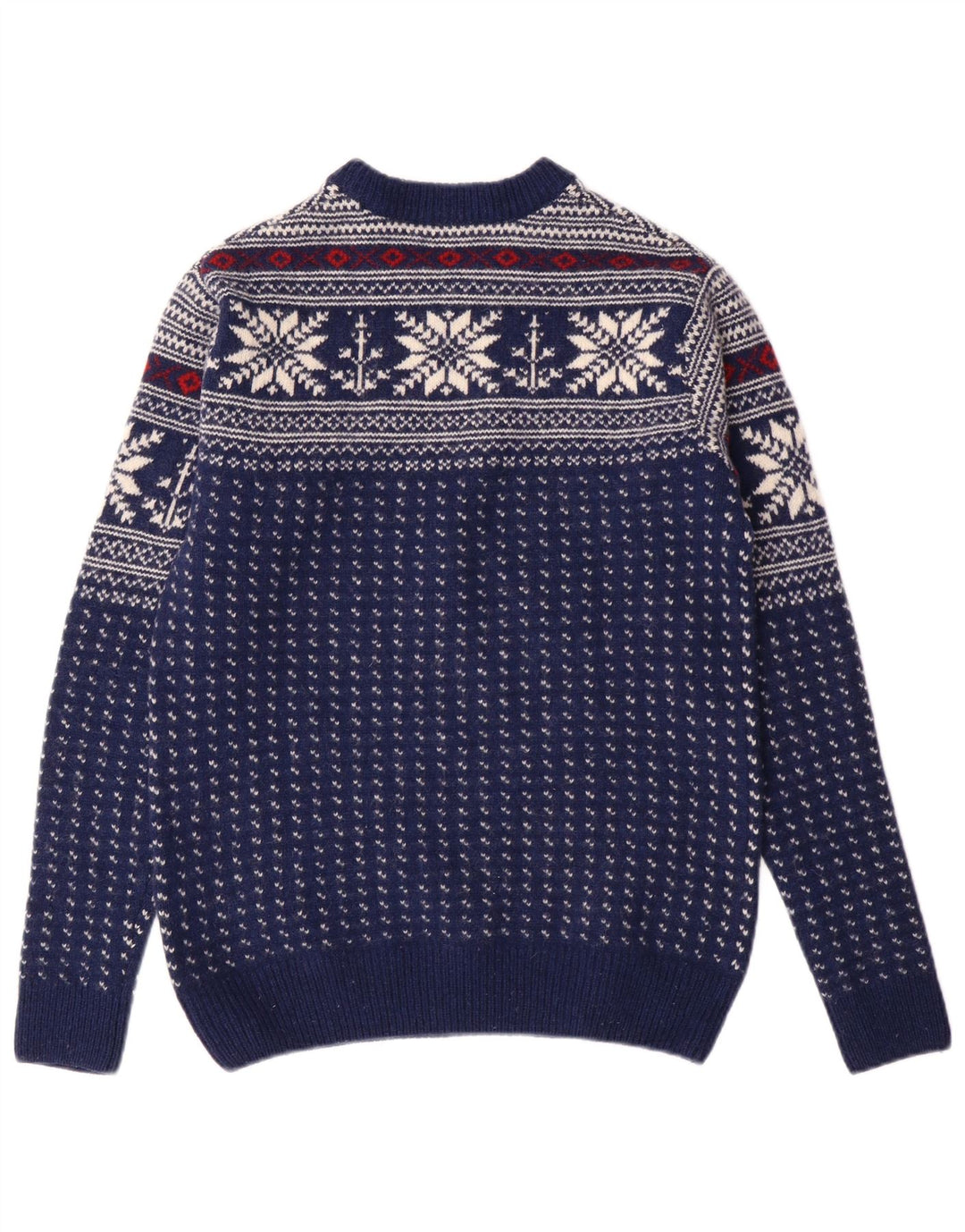 GANT Pulover pentru bărbați cu gât crew pulover mic albastru bleumarin din lână Fair Isle