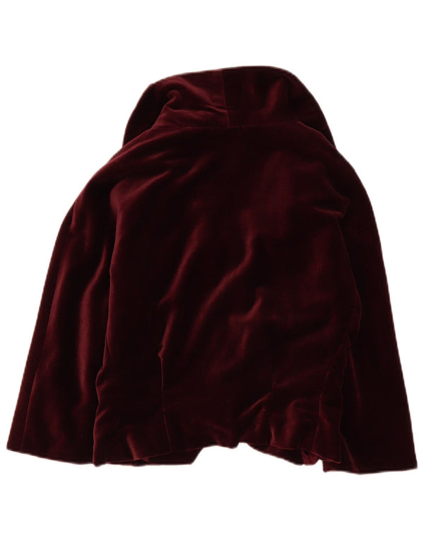 Jachetă Bolero din catifea vintage pentru femei cu mâneci 3/4 UK 12 Burgundy mediu