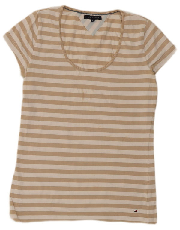 Tricou pentru femei Tommy Hilfiger Top UK 12 Medium Bej Bumbac cu dungi