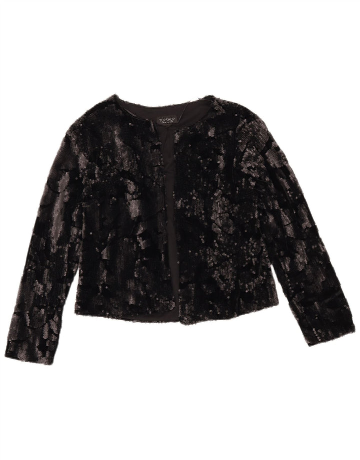 TOPSHOP Jachetă pentru femei Crop Open Blazer UK 8 Poliester negru mic