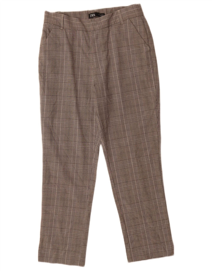 Pantaloni de costum crop slim pentru femei Zara Mici L26 L24 Gri Houndstooth