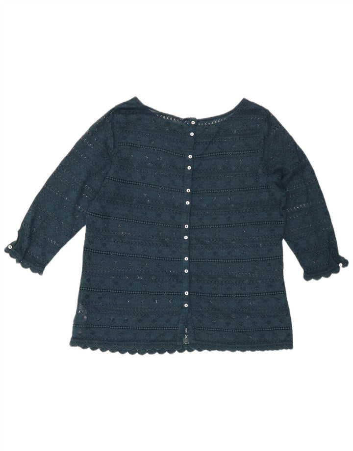 FAT FACE bluză pentru femei din dantelă cu mâneci 3/4, UK 14, mare, verde, floral, bumbac