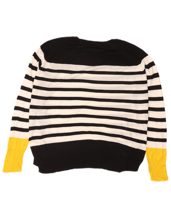Pulover supradimensionat pentru femei Zara, cu gât de barcă, UK 10, cu dungi mici, negre