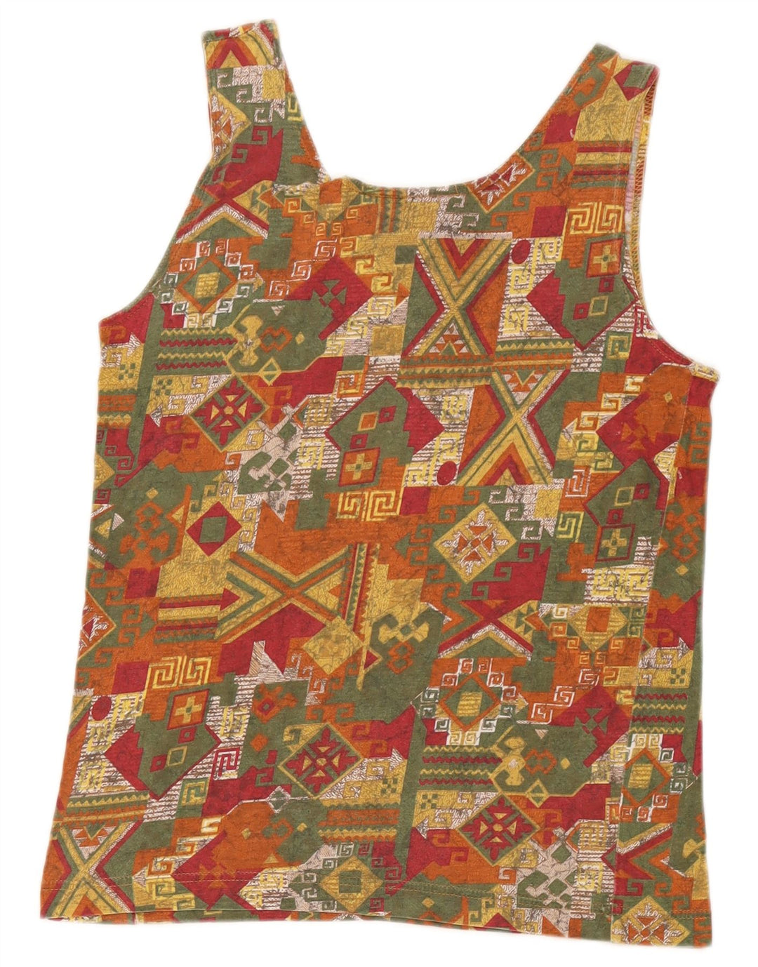 Top cu vestă vintage pentru femei UK 10 Small Multicolor Geometric
