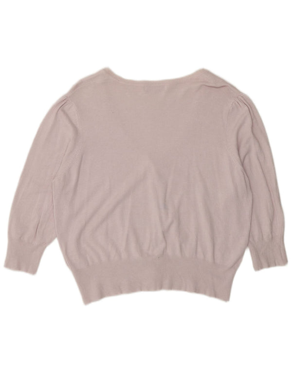 Pulover cardigan cu mâneci 3/4 pentru femei Marks & Spencer UK 20 2XL roz viscoză