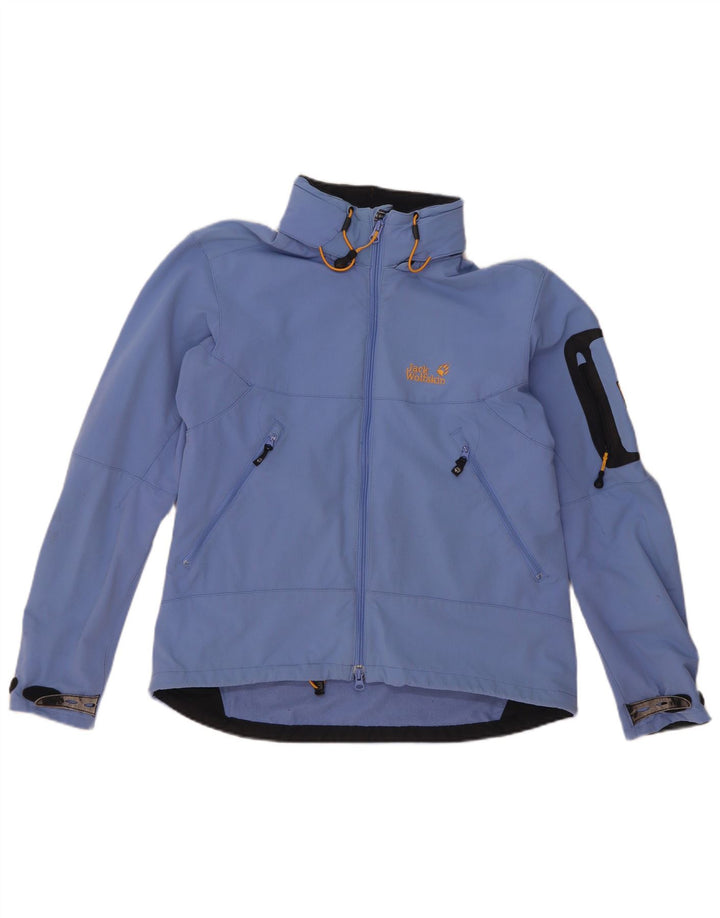 Jack Wolfskin Jachetă de ploaie cu glugă pentru femei Marea Britanie 14/16 Poliamidă albastră mare
