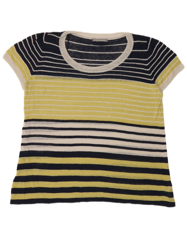 Tricou pentru femei Marks & Spencer Top UK 20 2XL Lenj cu dungi bleumarin