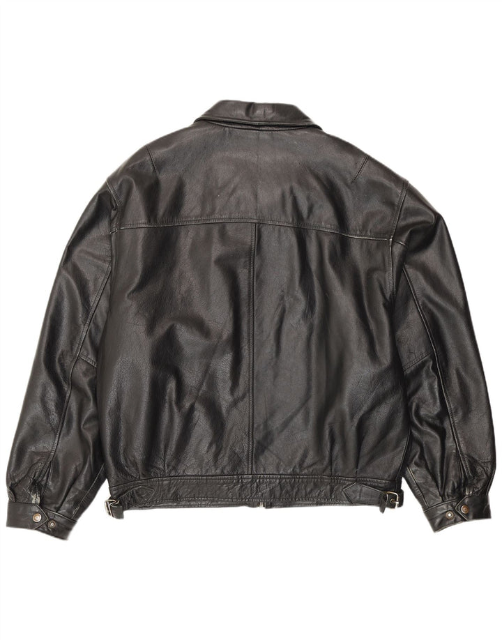 Geacă din piele vintage pentru bărbați IT 54 2XL din piele neagră