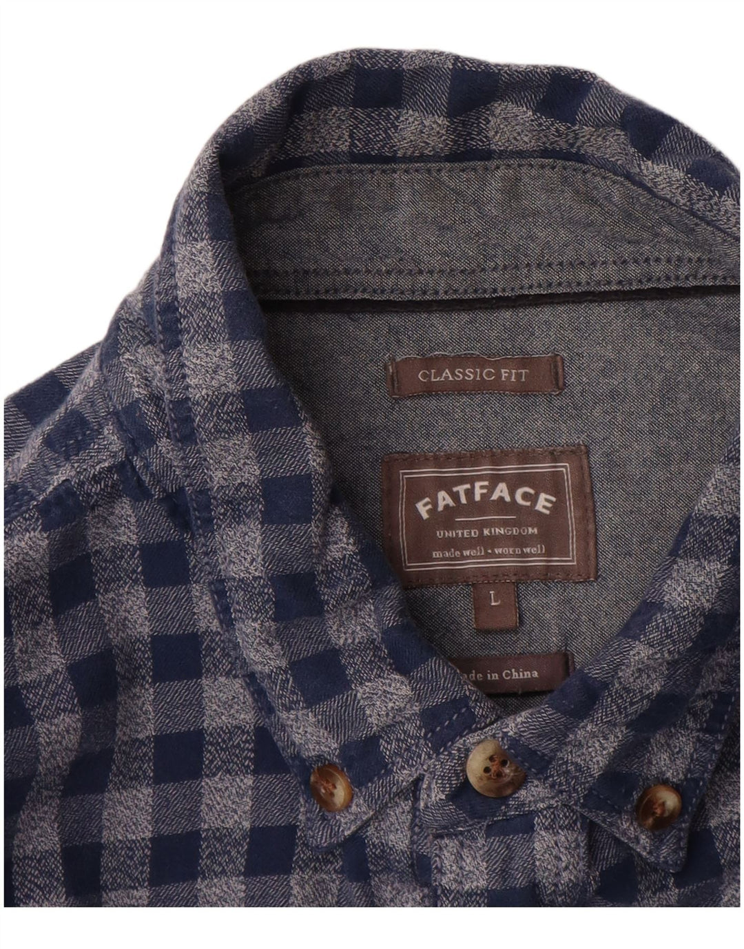 Cămașă de flanel pentru bărbați Fat Face, mare, albastru Gingham