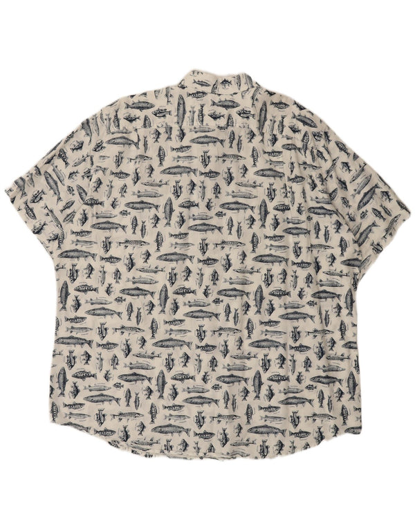 Cămașă cu mânecă scurtă pentru bărbați Eddie Bauer, 2XL, in alb cu imprimeu animal