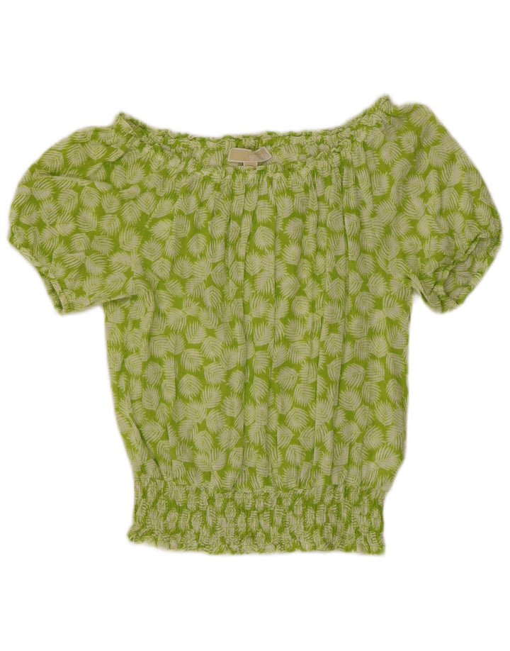 MICHAEL KORS Top pentru femei supradimensionat cu umeri, UK 10, mic, verde, floral