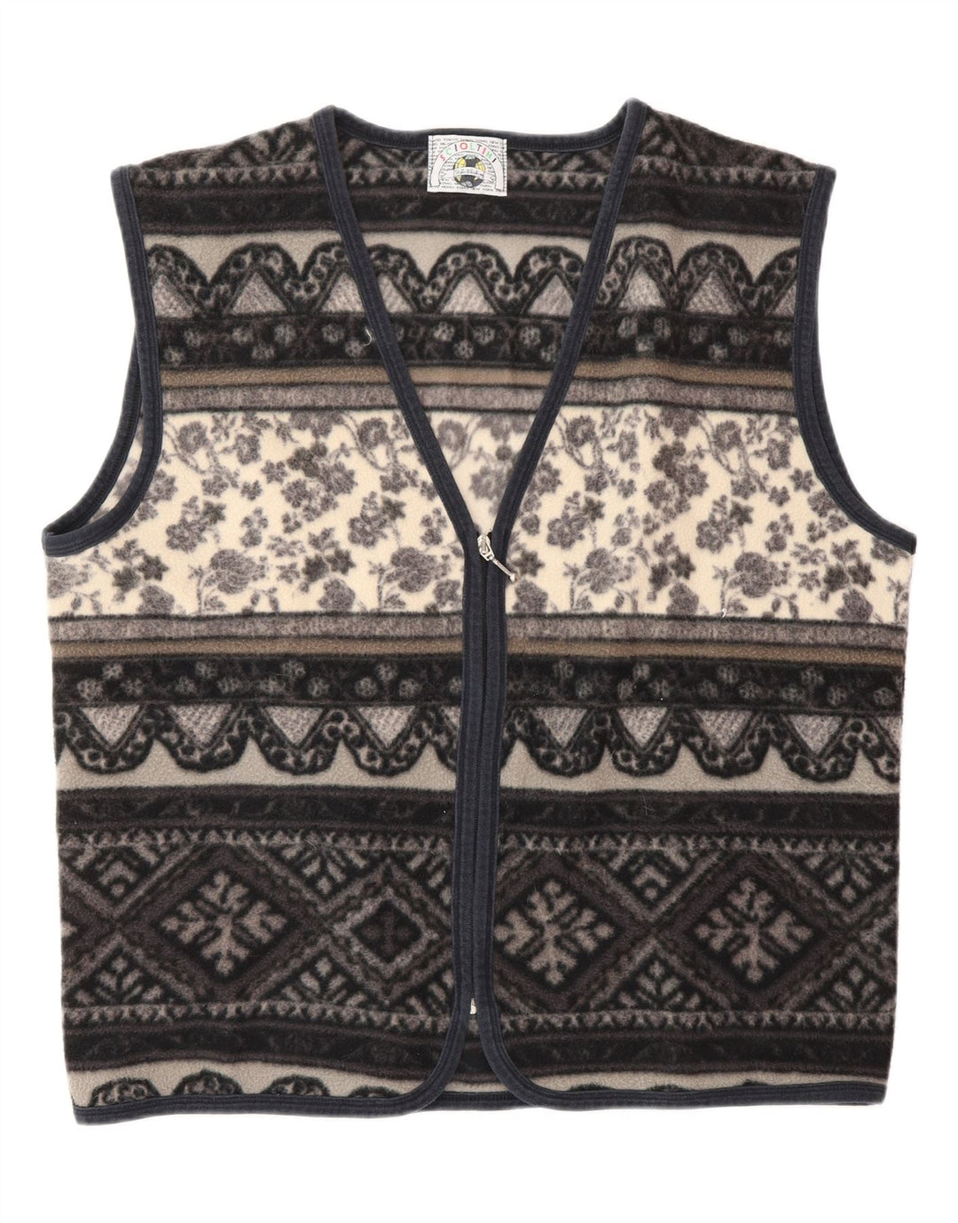 VINTAGE Gilet pentru bărbați din fleece UK 42 XL Gri Fair Isle Poliester