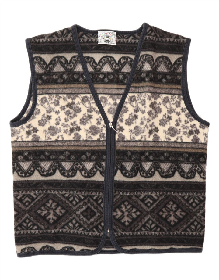 VINTAGE Gilet pentru bărbați din fleece UK 42 XL Gri Fair Isle Poliester